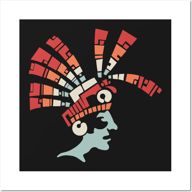 Vintage Style Aztec Headdress Design Wall Art by MeatMan